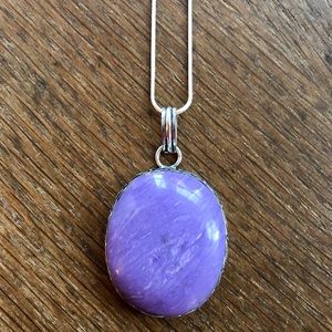 💥NWT💥Charoite stone necklace, real silver & genuine stone